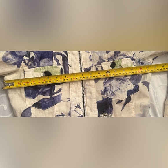 ROBERTO CAVALLI 🇮🇹 rare Vintage Floral zippered collored Brooch Jacket/Top - Picture 10 of 11